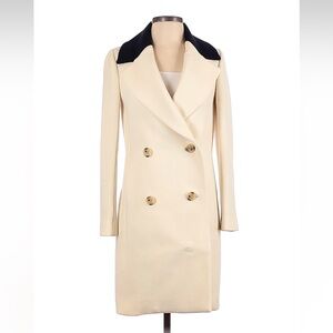 J. Crew Cream and Black Double-Breasted Women's Coat